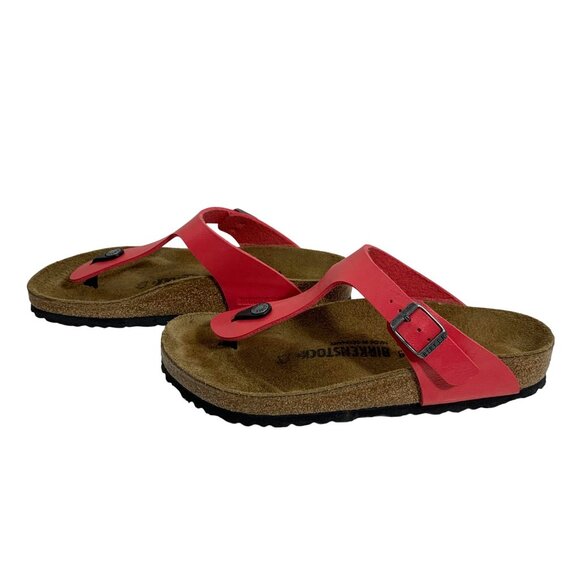 BIRKENSTOCK Womens Gizeh Sandals Birko Flor Size EU 39 Graceful Raspberry EUC - Picture 5 of 8